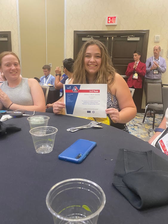Emma earned a SkillsUSA Skill-Point Certificate for outstanding performance at Nationals!