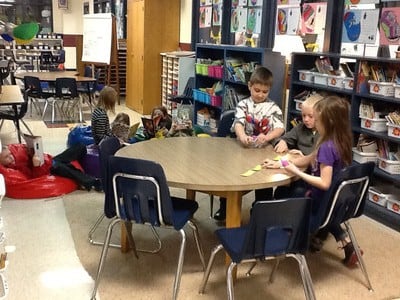 The second and third grade classrooms have break-out areas.