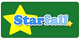 Yellow star, grass green background and blue Starfall