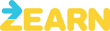 Yellow letters Zearn with the top of the Z being an arrow