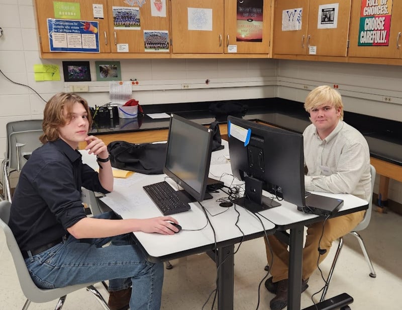 Brandon and Chase in the CNC Milling contest