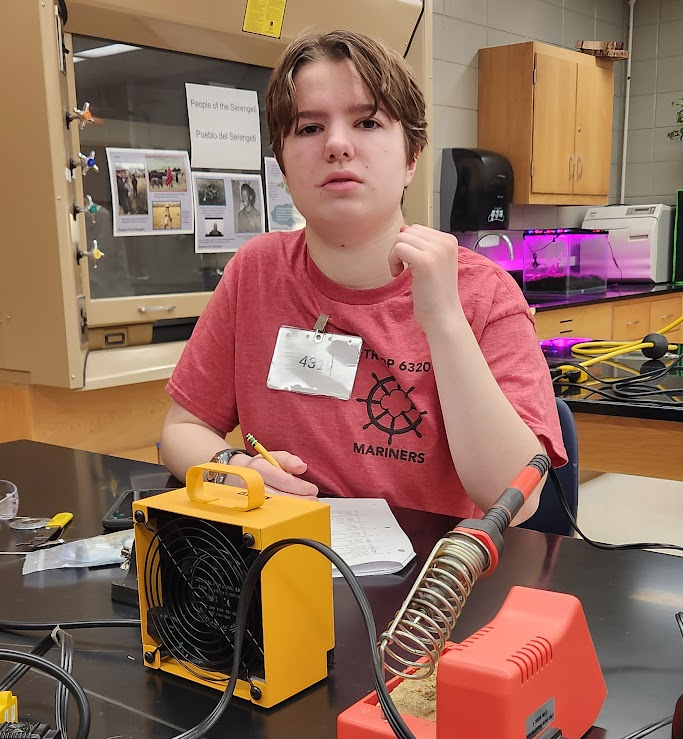 Sandra focusing on her Electronics Technology contest