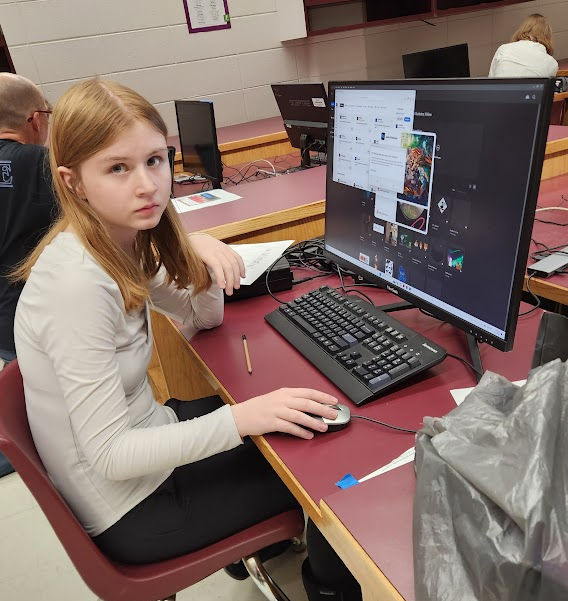 Willow working in the Advertising Design Contest