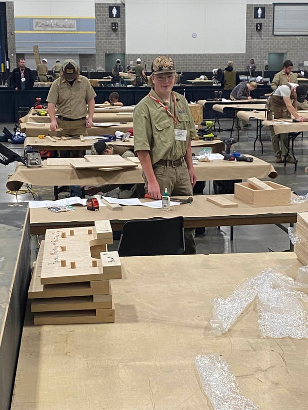 Tucker competing in cabinetmaking