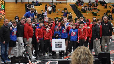Team celebrating at state