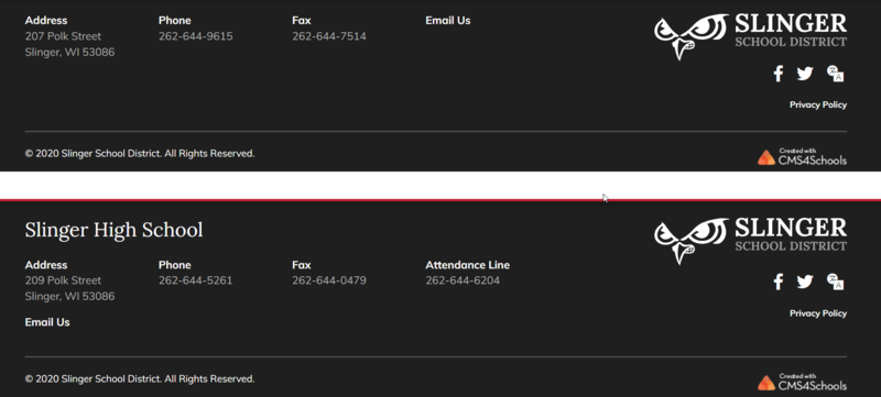 Slinger Website Footer