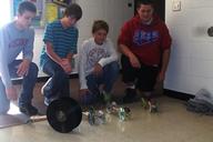 Intro to Engineering students race mousetrap vehicles
