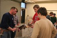 Mason demonstrates to construction students